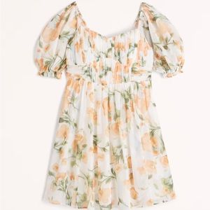 Abercrombie & Fitch Ruched Ruffle Puff Sleeve Mini Dress